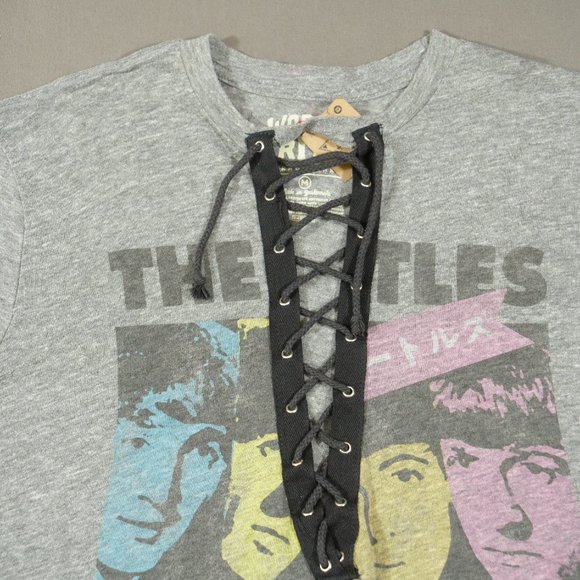 The Beatles Top Womens Medium Gray Twist And Shout Japanese Print Worn-Rite - Picture 3 of 13